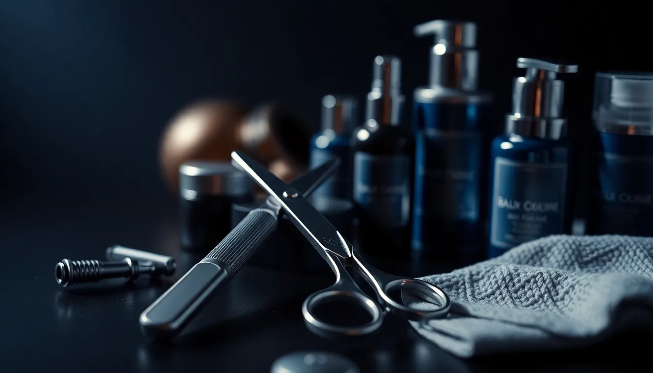 鏡の前で自分の顔を真剣に見つめる男性