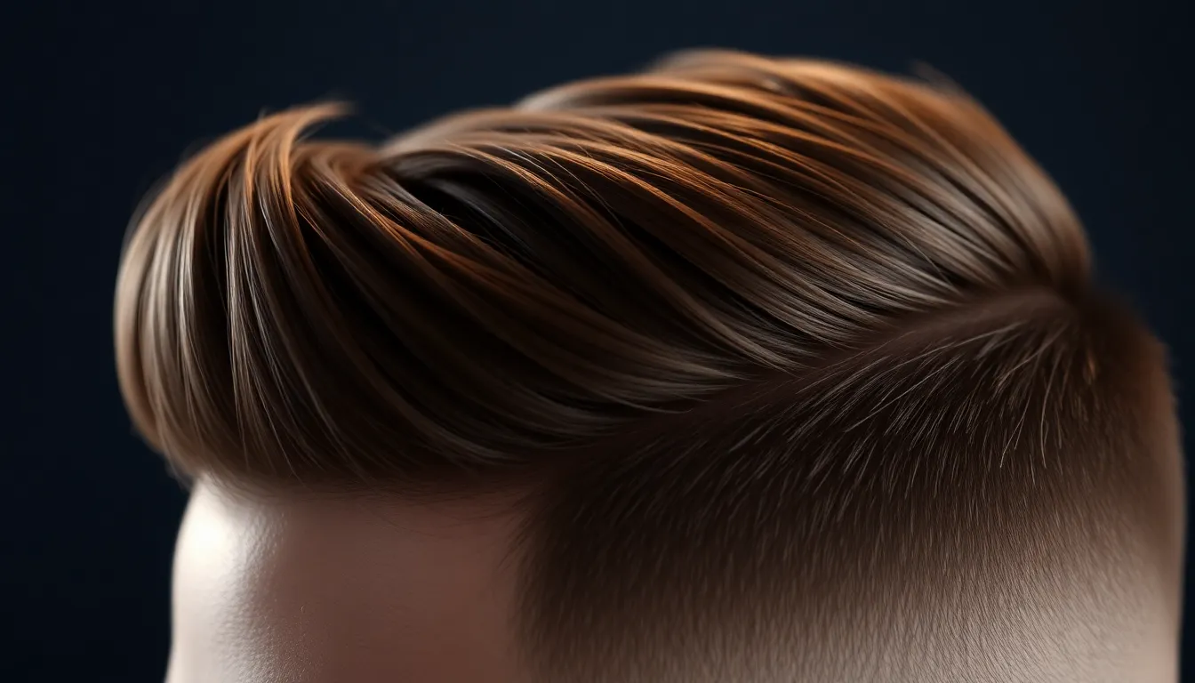 全身鏡の前でネイビーのジャケットを羽織り、サイズ感を確かめる男性