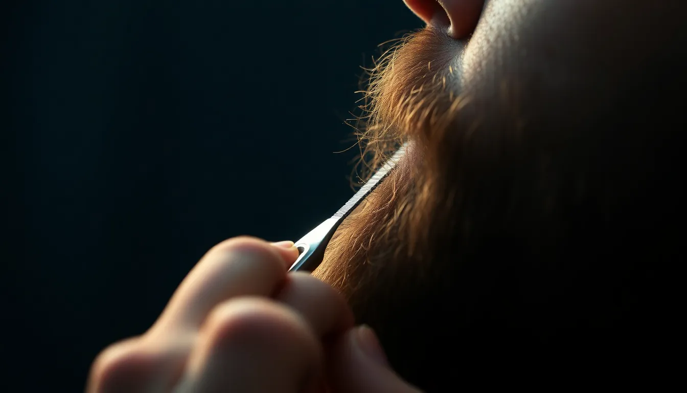 計算されたひげデザインを持つ男性のポートレート