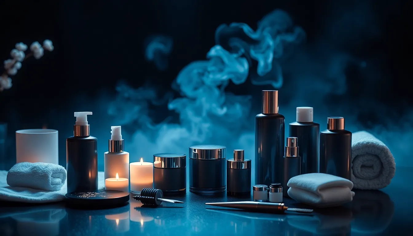 自分の顔を鏡でチェックする男性