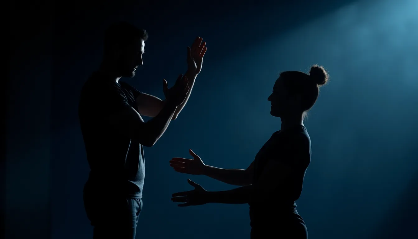 トレーナーと対話する男性