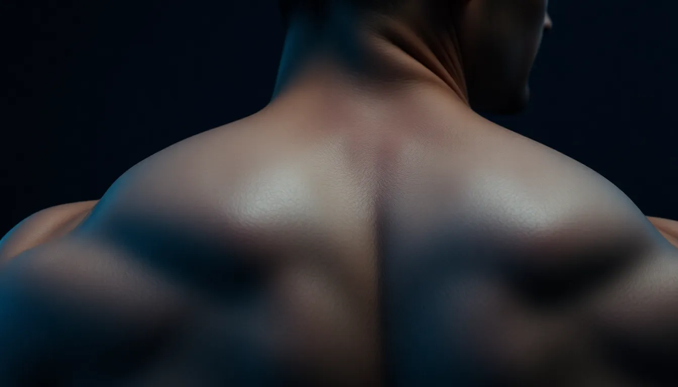 トレーニング中に鏡で自分の変化を確認する男性