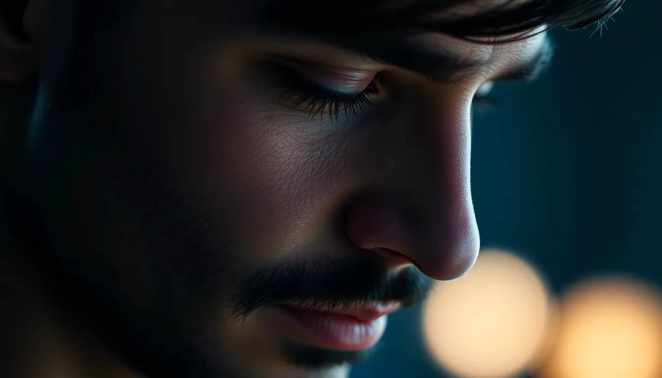 カメラの前で緊張して強張る男性