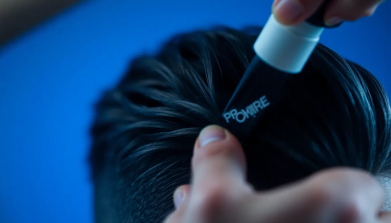 鏡の前で身だしなみを整える男性